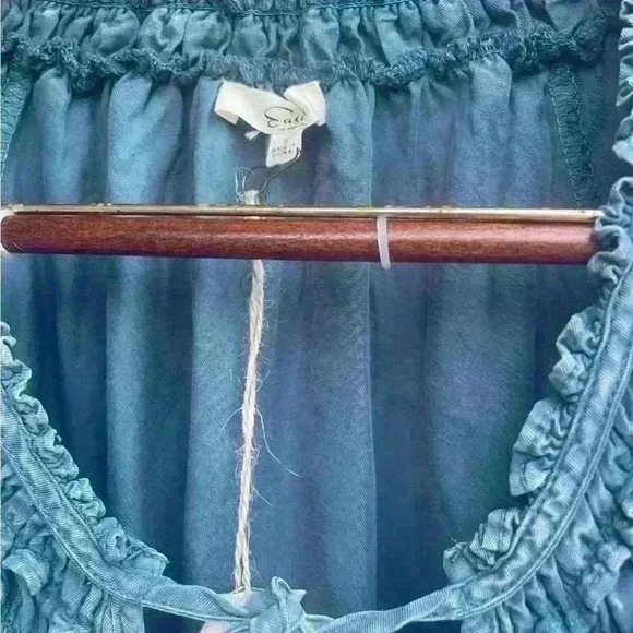 Easel Womens Swing Mineral Wash 3/4 Sleeve Drawstring Neck Blouse Top Size Small - Picture 4 of 6